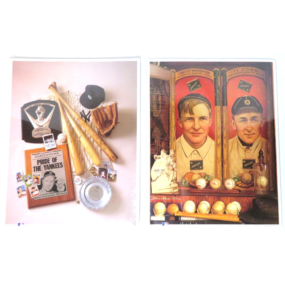 Vtg NEW Whitey Ford Ty Cobb Matthewson 1st Edition Prints SEALED 11 x 14 Posters